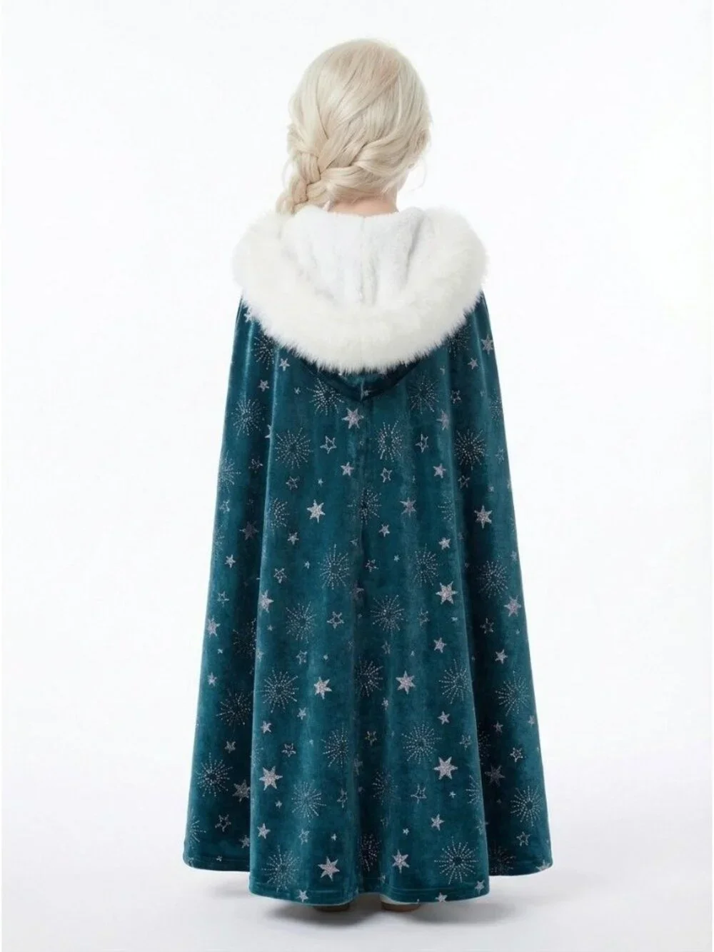 Girls Elsa Inspired Hooded Cape Faux Fur Princess Cloak